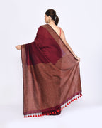 Piyari Fashion Women's Maroon Embellished Sequined Cotton Saree - Distacart
