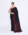Piyari Fashion Women's Black Embellished Sequined Cotton Saree - Distacart