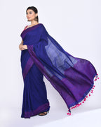 Piyari Fashion Women's Blue Embellished Sequined Cotton Saree - Distacart