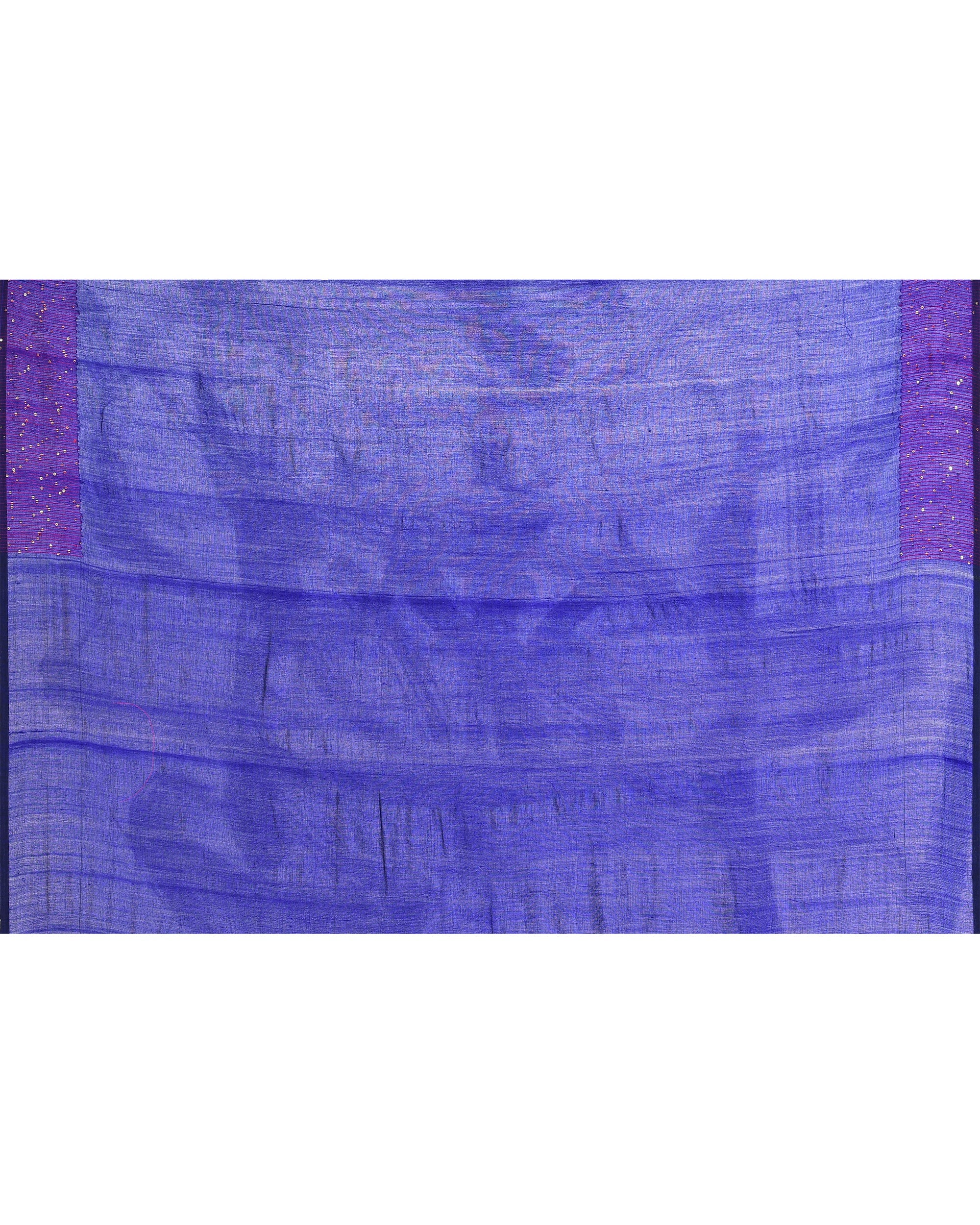 Piyari Fashion Women's Blue Embellished Sequined Cotton Saree - Distacart