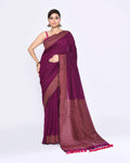 Piyari Fashion Women's Magenta Embellished Sequined Cotton Saree - Distacart