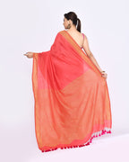 Piyari Fashion Women's Tomato Red Embellished Sequined Cotton Saree - Distacart