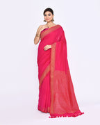 Piyari Fashion Women's Rani Pink Embellished Sequined Cotton Saree - Distacart