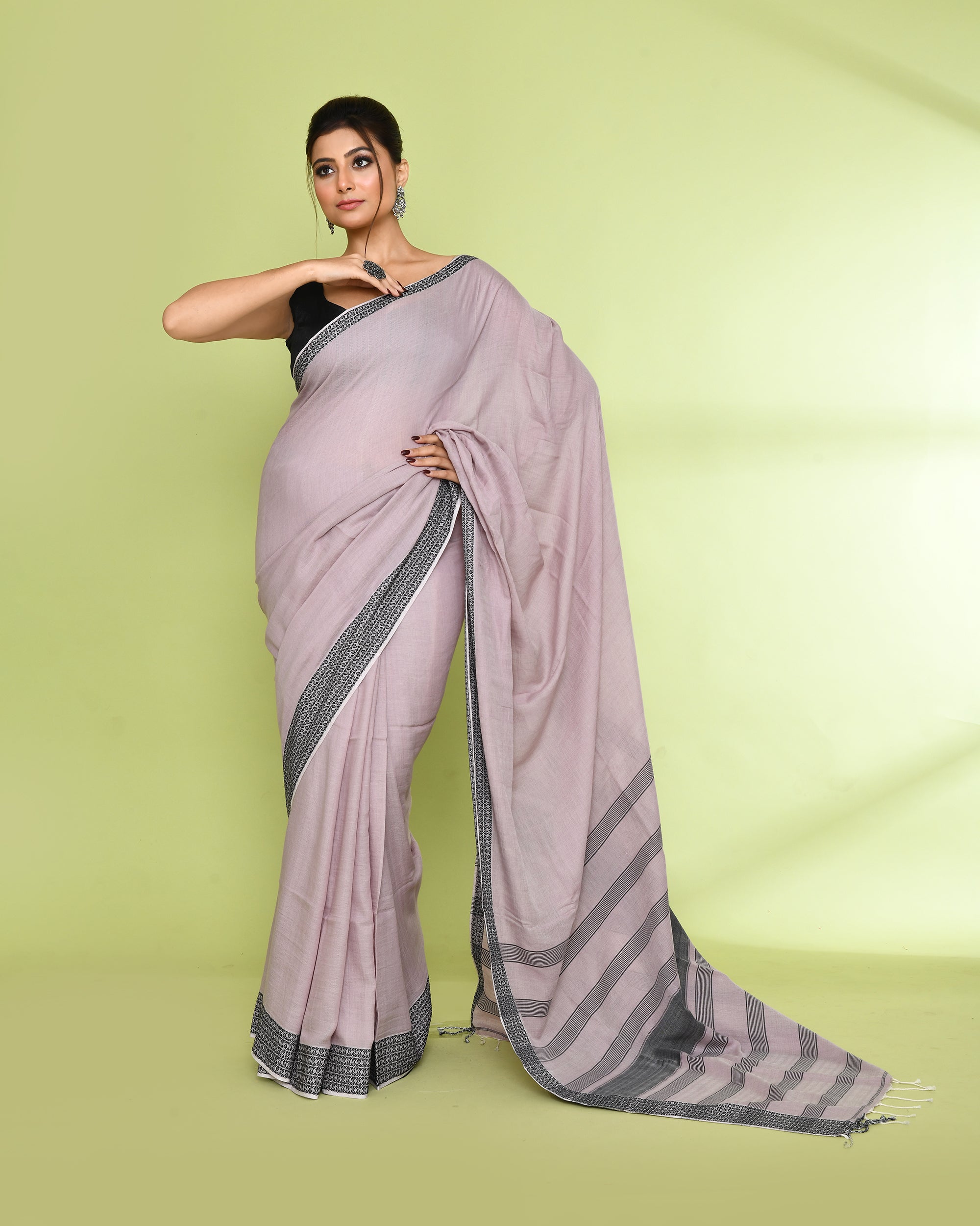 Piyari Fashion Women's Alabaster Embellished Sequined Cotton Saree - Distacart
