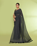 Piyari Fashion Women's Black Embellished Checked Cotton Saree - Distacart