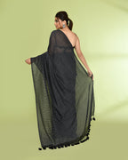 Piyari Fashion Women's Black Embellished Checked Cotton Saree - Distacart