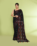 Piyari Fashion Women's Black Embellished Jamdani Cotton Saree - Distacart