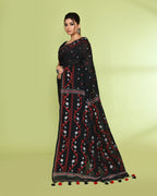 Piyari Fashion Women's Black Embellished Jamdani Cotton Saree - Distacart