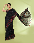 Piyari Fashion Women's Black Embellished Jamdani Cotton Saree - Distacart