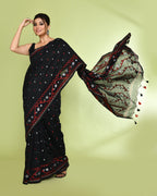 Piyari Fashion Women's Black Embellished Jamdani Cotton Saree - Distacart