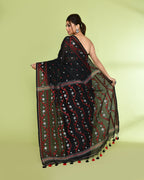 Piyari Fashion Women's Black Embellished Jamdani Cotton Saree - Distacart