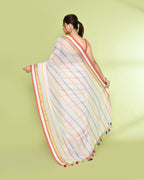 Piyari Fashion Women's White Embellished Checked Cotton Saree - Distacart