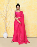 Piyari Fashion Women's Pink Sequin Work Soft Pure Cotton Saree With Blouse Piece - Distacart