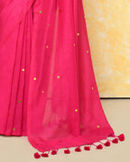 Piyari Fashion Women's Pink Sequin Work Soft Pure Cotton Saree With Blouse Piece - Distacart