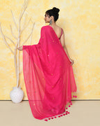 Piyari Fashion Women's Pink Sequin Work Soft Pure Cotton Saree With Blouse Piece - Distacart