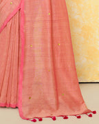 Piyari Fashion Women's Peach Sequin Work Soft Pure Cotton Saree With Blouse Piece - Distacart