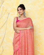 Piyari Fashion Women's Peach Sequin Work Soft Pure Cotton Saree With Blouse Piece - Distacart