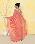 Piyari Fashion Women's Peach Sequin Work Soft Pure Cotton Saree With Blouse Piece - Distacart