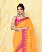 Piyari Fashion Women's Mustard Yellow Hand Work Cotton Saree With Blouse Piece - Distacart