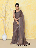 Piyari Fashion Women's Mocha Sequin Work Soft Pure Cotton Saree With Blouse Piece - Distacart
