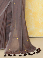 Piyari Fashion Women's Mocha Sequin Work Soft Pure Cotton Saree With Blouse Piece - Distacart