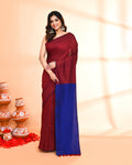 Piyari Fashion Handspun Cotton Maroon Handloom Saree With Blouse - Distacart