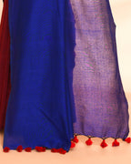 Piyari Fashion Handspun Cotton Maroon Handloom Saree With Blouse - Distacart