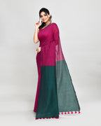 Piyari Fashion Handspun Cotton Rani Pink Handloom Saree With Blouse - Distacart