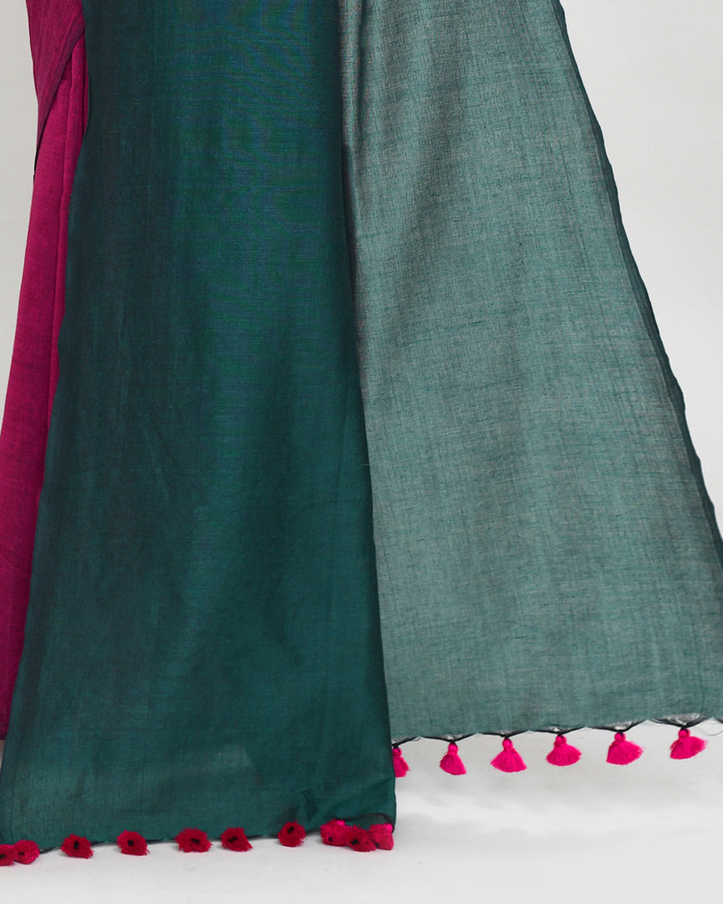 Piyari Fashion Handspun Cotton Rani Pink Handloom Saree With Blouse - Distacart