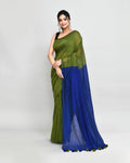 Piyari Fashion Handspun Cotton Moss Green Handloom Saree With Blouse - Distacart