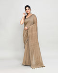 Piyari Fashion Handspun Cotton Beige Handloom Saree With Blouse - Distacart