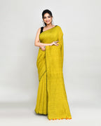 Piyari Fashion Handspun Cotton Lemon Handloom Saree With Blouse - Distacart