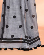 Piyari Fashion Handspun Printed Cotton Silver Grey Handloom Saree With Blouse - Distacart