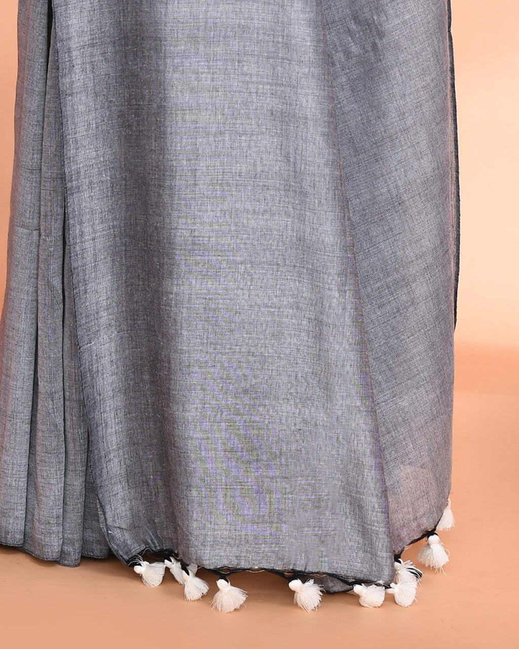 Piyari Fashion Handspun Cotton Silver Grey Handloom Saree With Blouse - Distacart