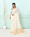 Piyari Fashion Women's White Handloom Linen Sequin Saree With Blouse - Distacart