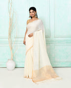 Piyari Fashion Women's White Handloom Linen Sequin Saree With Blouse - Distacart