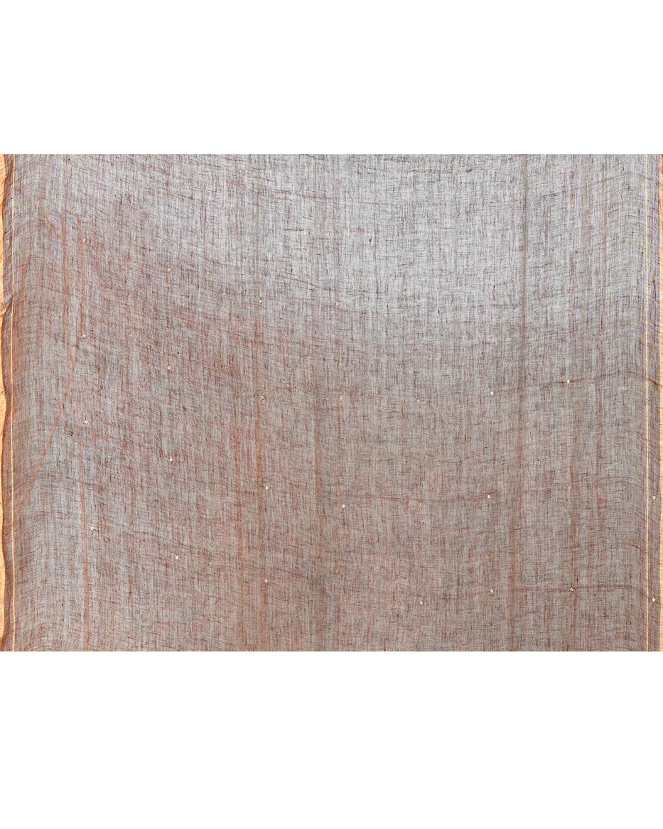Piyari Fashion Women's Brown Handloom Linen Sequin Saree With Blouse - Distacart