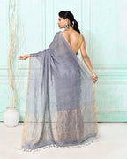 Piyari Fashion Women's Dim Gray Handloom Linen Sequin Saree With Blouse - Distacart