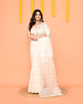 Piyari Fashion Traditional White Handwoven Matka Silk Jamdani Saree With Sequins - Distacart