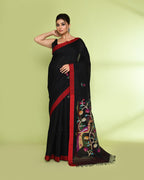 Piyari Fashion Women's Black Embellished Matka Silk Jamdani Saree - Distacart