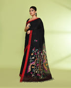 Piyari Fashion Women's Black Embellished Matka Silk Jamdani Saree - Distacart