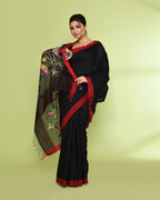 Piyari Fashion Women's Black Embellished Matka Silk Jamdani Saree - Distacart
