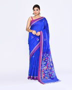 Piyari Fashion Women's Royal Blue Embellished Matka Silk Jamdani Saree - Distacart