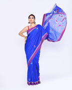Piyari Fashion Women's Royal Blue Embellished Matka Silk Jamdani Saree - Distacart