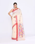 Piyari Fashion Women's Off White Embellished Matka Silk Jamdani Saree - Distacart