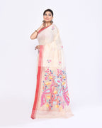 Piyari Fashion Women's Off White Embellished Matka Silk Jamdani Saree - Distacart