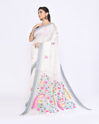 Piyari Fashion Women's Off White Embellished Matka Silk Jamdani Saree - Distacart