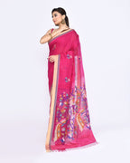Piyari Fashion Women's Rani Pink Embellished Matka Silk Jamdani Saree - Distacart