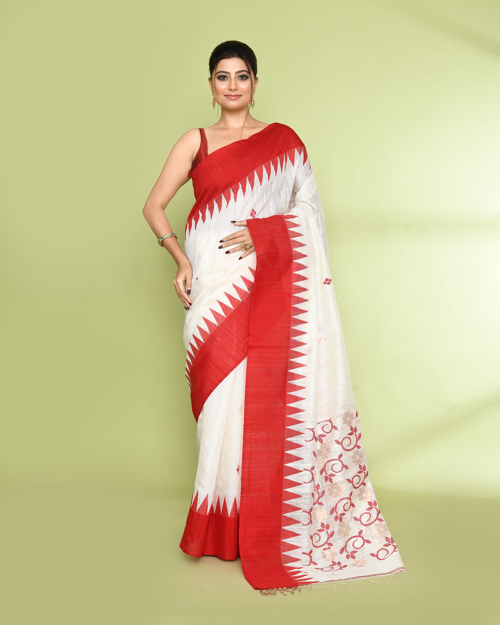 Piyari Fashion Women's Off White Embellished Matka Silk Jamdani Saree - Distacart