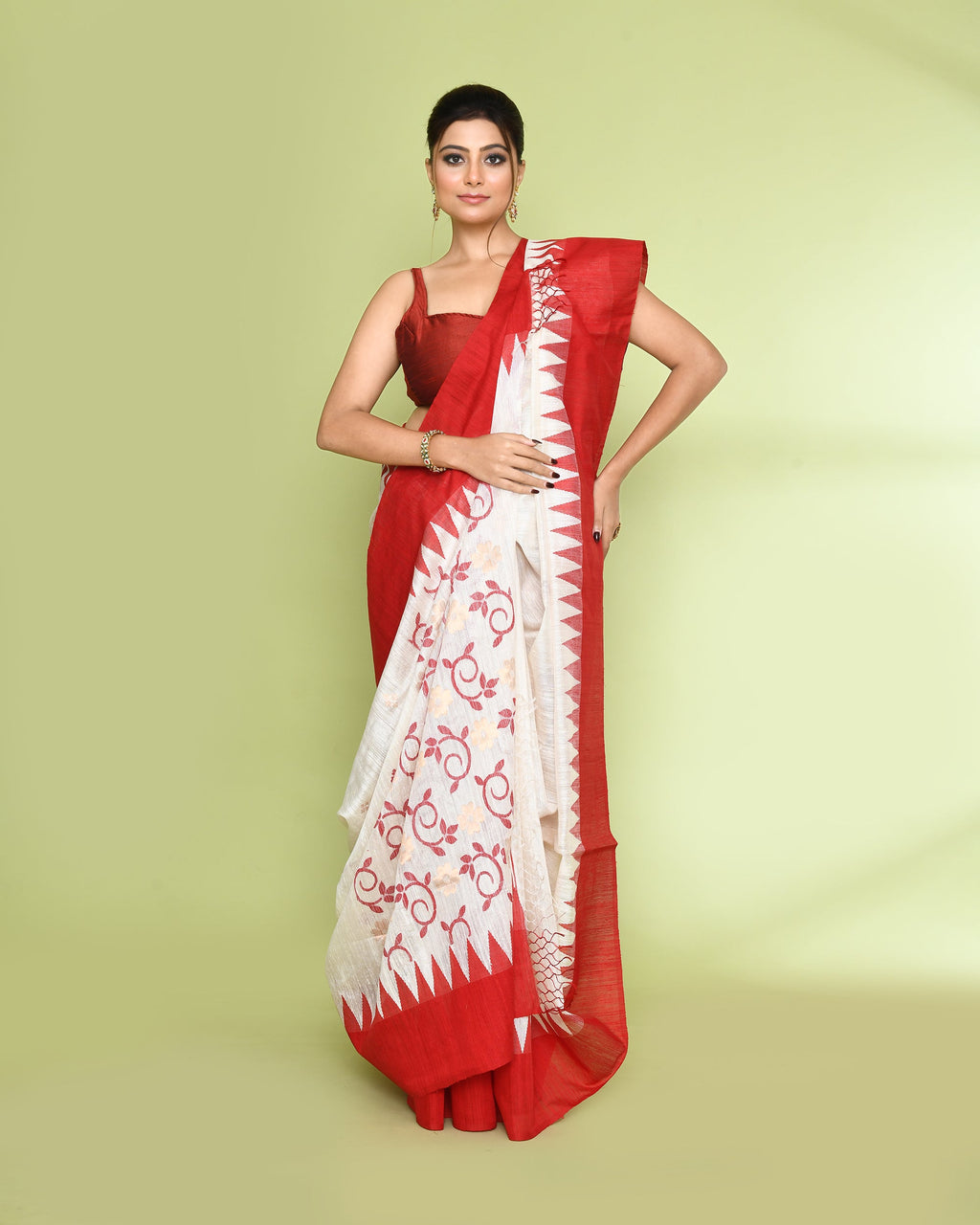 Piyari Fashion Women's Off White Embellished Matka Silk Jamdani Saree - Distacart